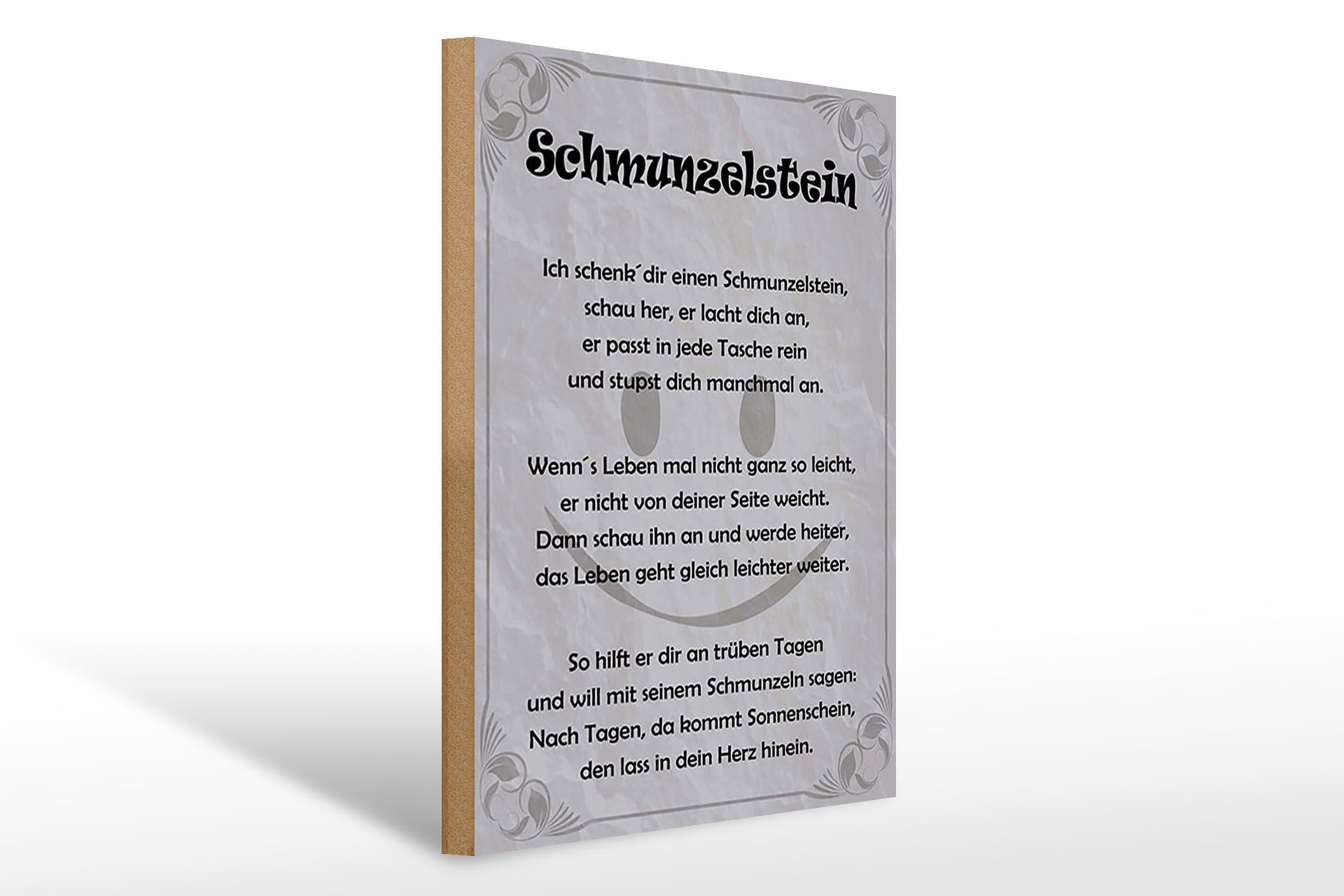 Cartello in legno con scritta, 30x40 cm: Ti regalo una pietra del sorriso. Cartello decorativo.