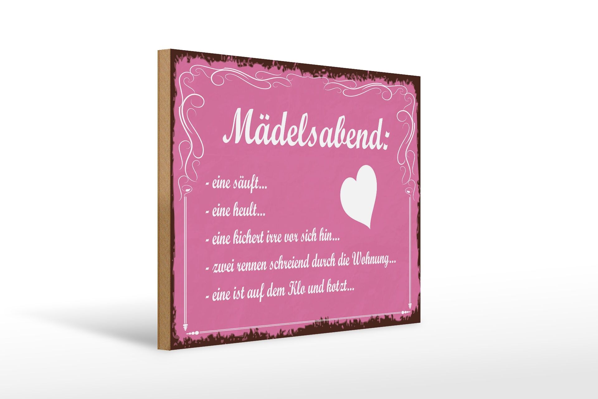 Cartello in legno con scritta 30x40 cm: "Serata tra ragazze, una beve, una piange" Cartello decorativo