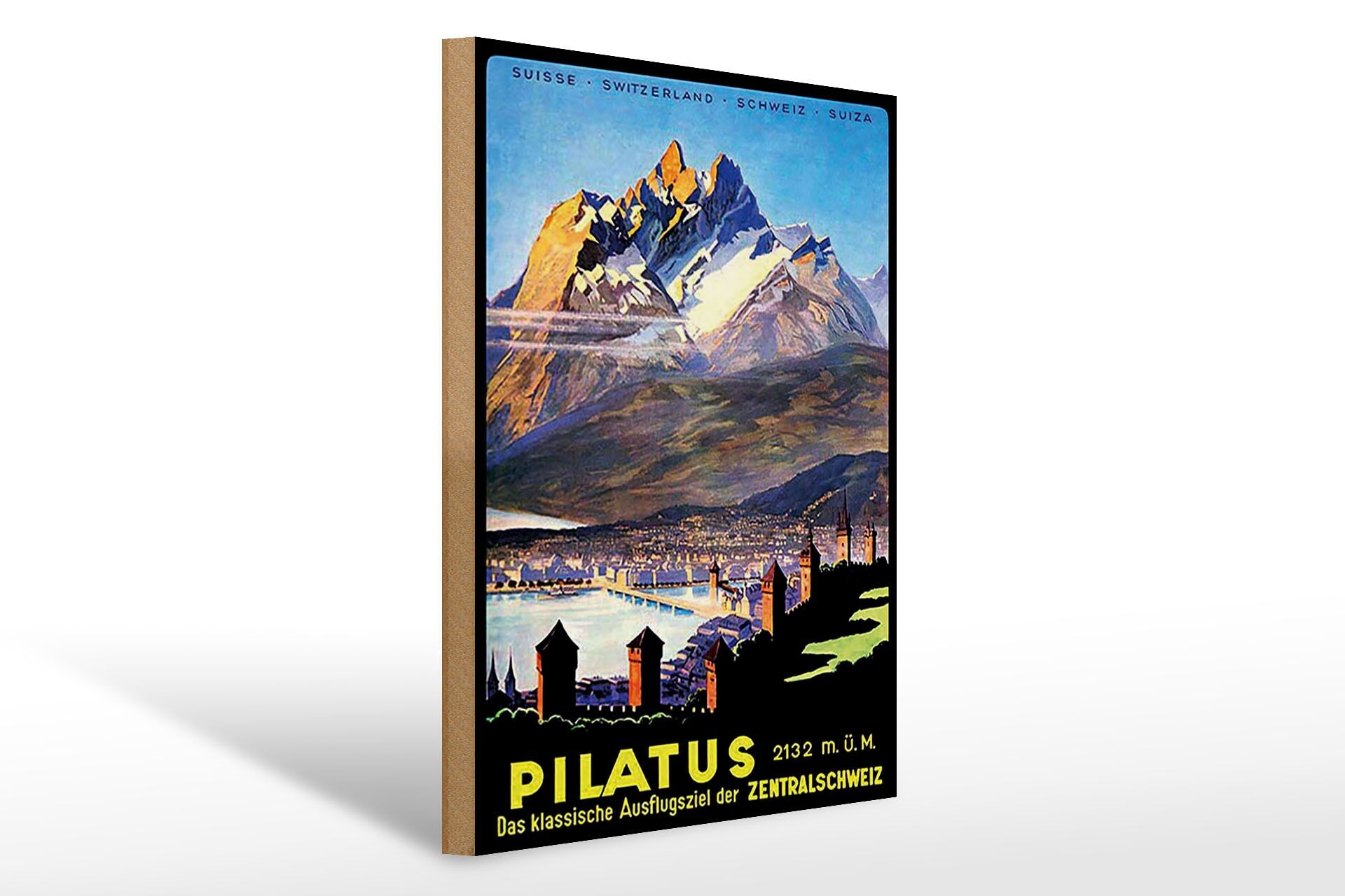 Cartello in legno "Viaggio" 30x40 cm Pilatus 2132m slm Cartello decorativo