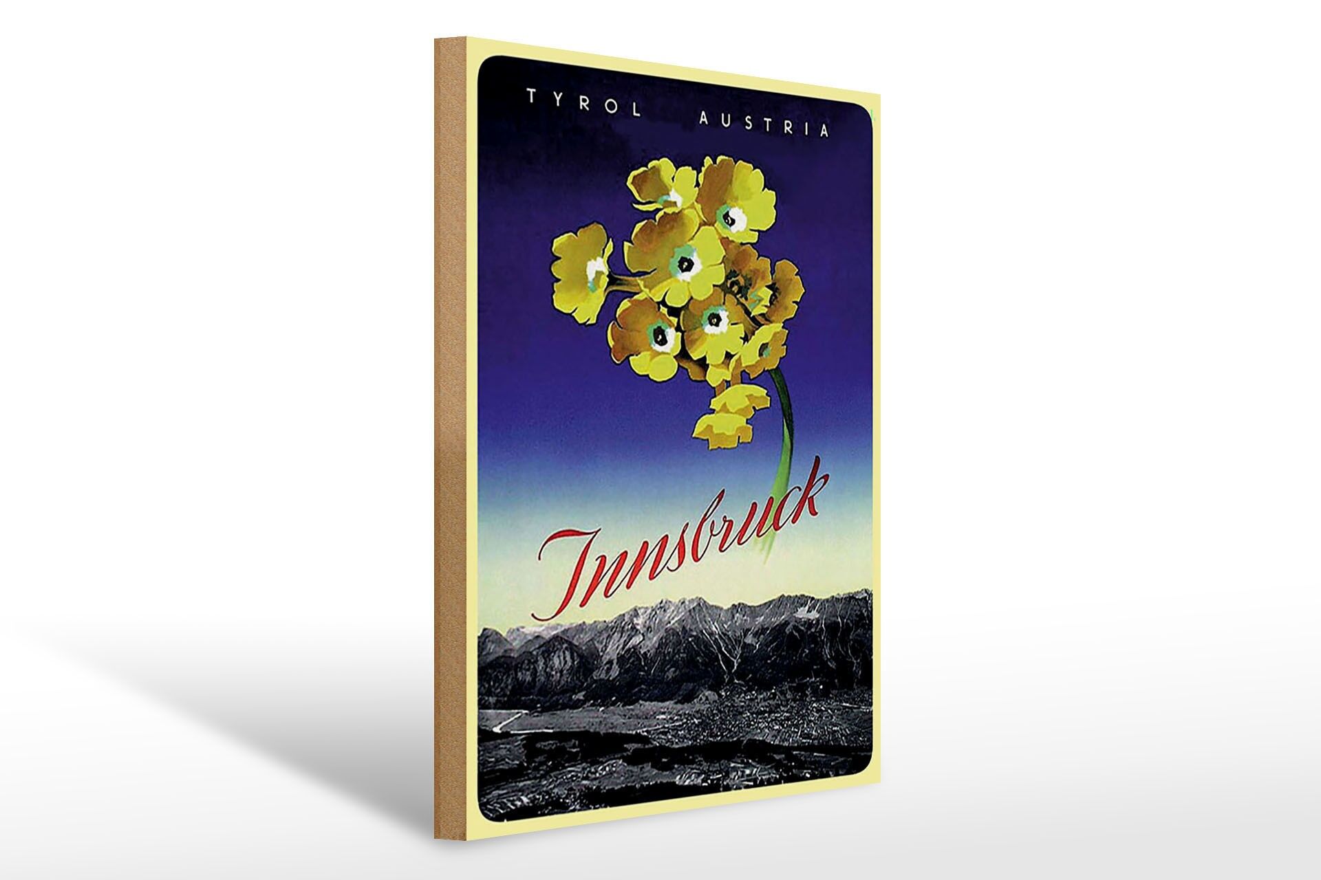 Cartello in legno per viaggi, 30x40 cm, Innsbruck, Tirolo, Austria, cartello decorativo