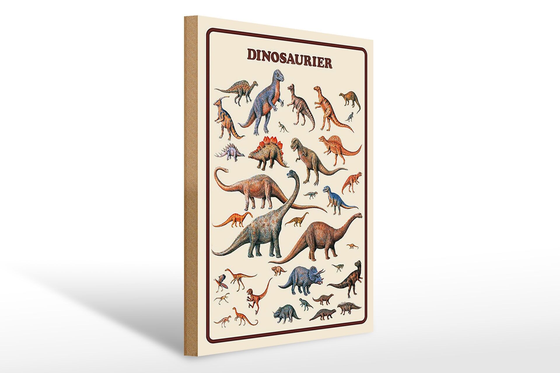 Holzschild Hinweis 30x40 cm verschiedene Dinosaurier Deko Schild