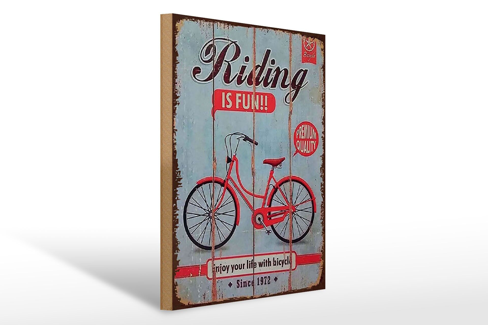 Holzschild Fahrrad 30x40 cm riding is fun Enjoy your life with bicycle Schild