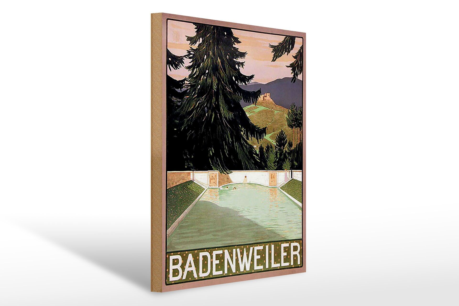 Holzschild Reise 30x40 cm Badenweiler Deko Schild