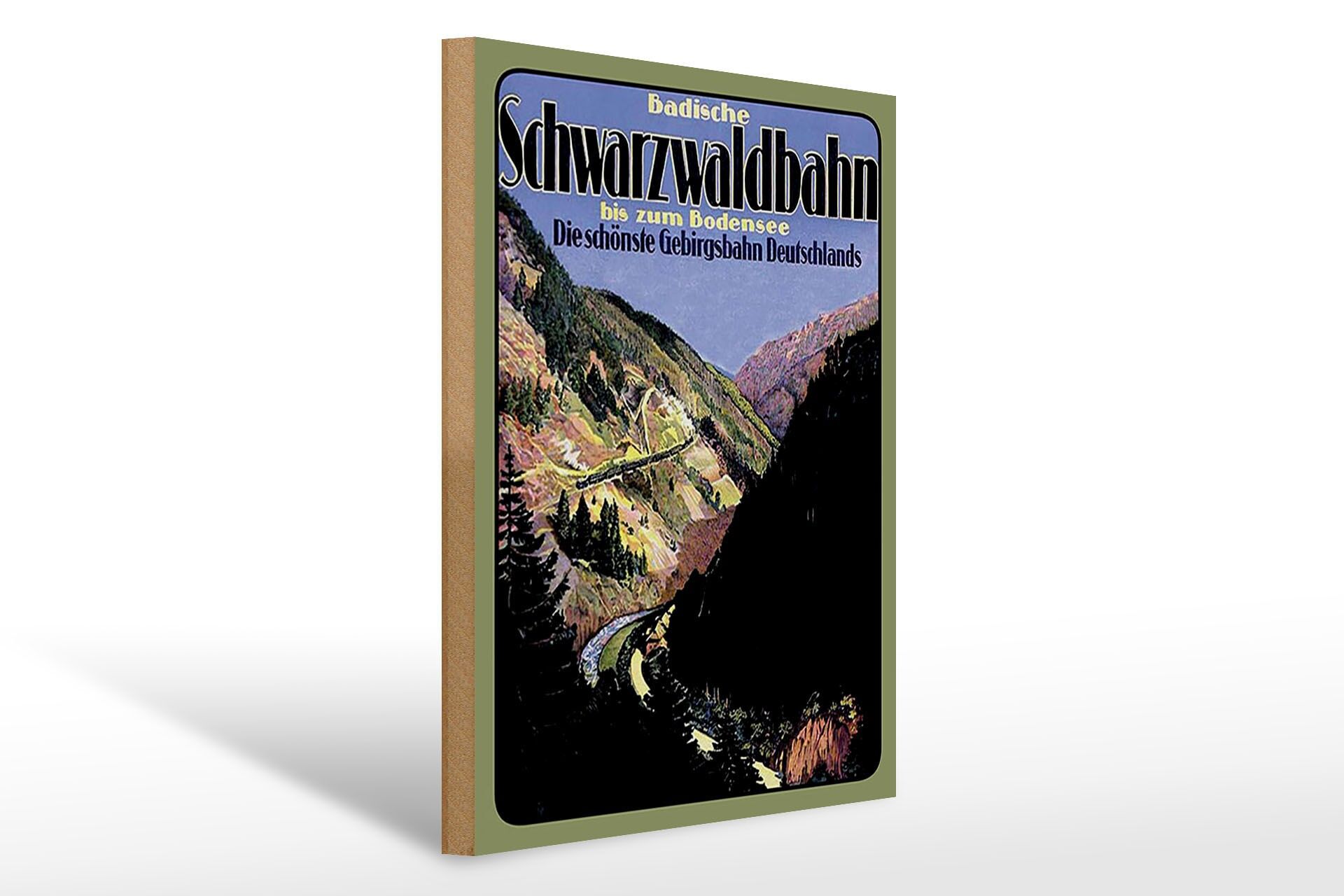 Holzschild Reise 30x40 cm Badische Schwarzwaldbahn bis zum Bodensee Deko Schild