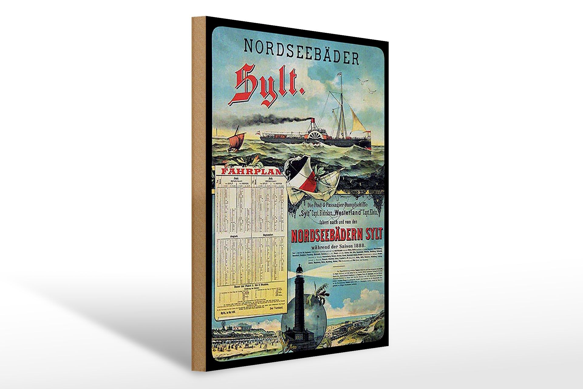 Holzschild Reise 30x40 cm Nordseebäder Sylt Deko Schild