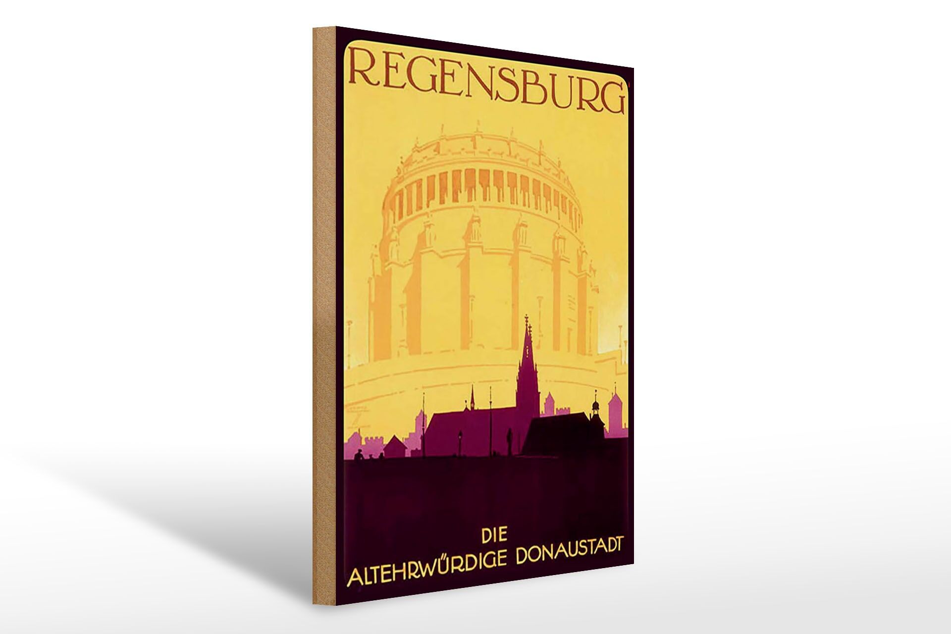 Holzschild Reise 30x40 cm Regensburg die altehrwürdige Donaustadt Deko Schild