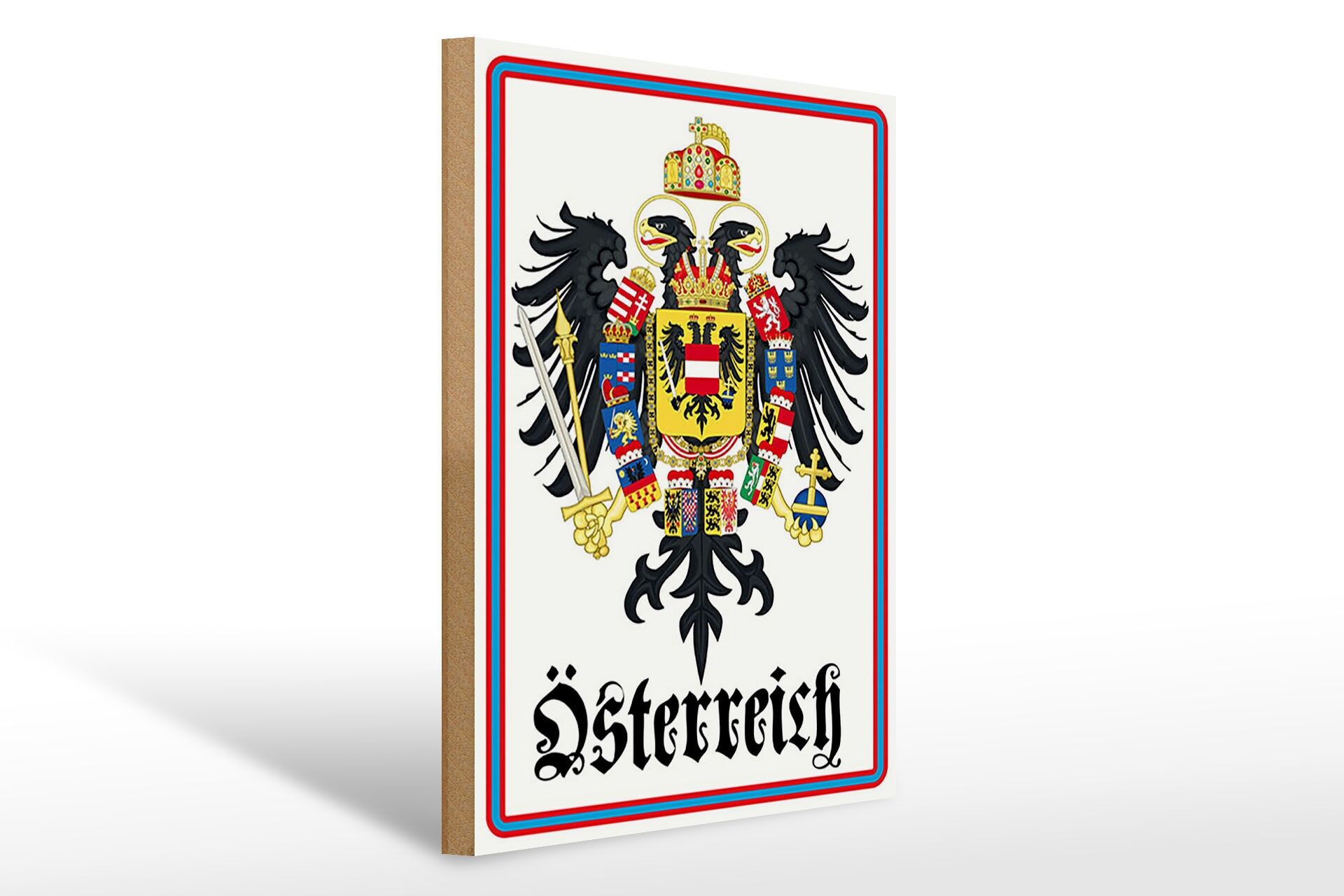 Holzschild Hinweis 30x40 cm Österreich Wappen Deko Schild