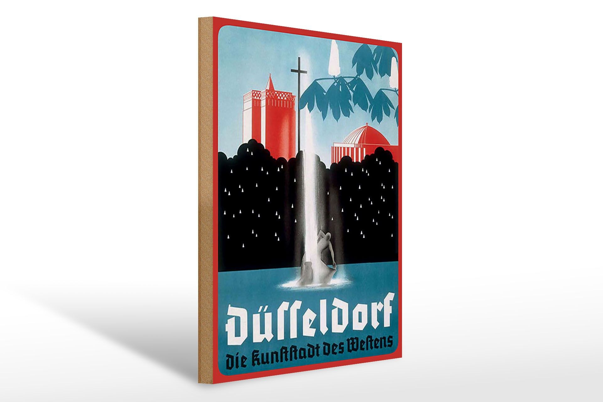 Holzschild Reise 30x40 cm Düsseldorf die Kunststadt des Westens Deko Schild