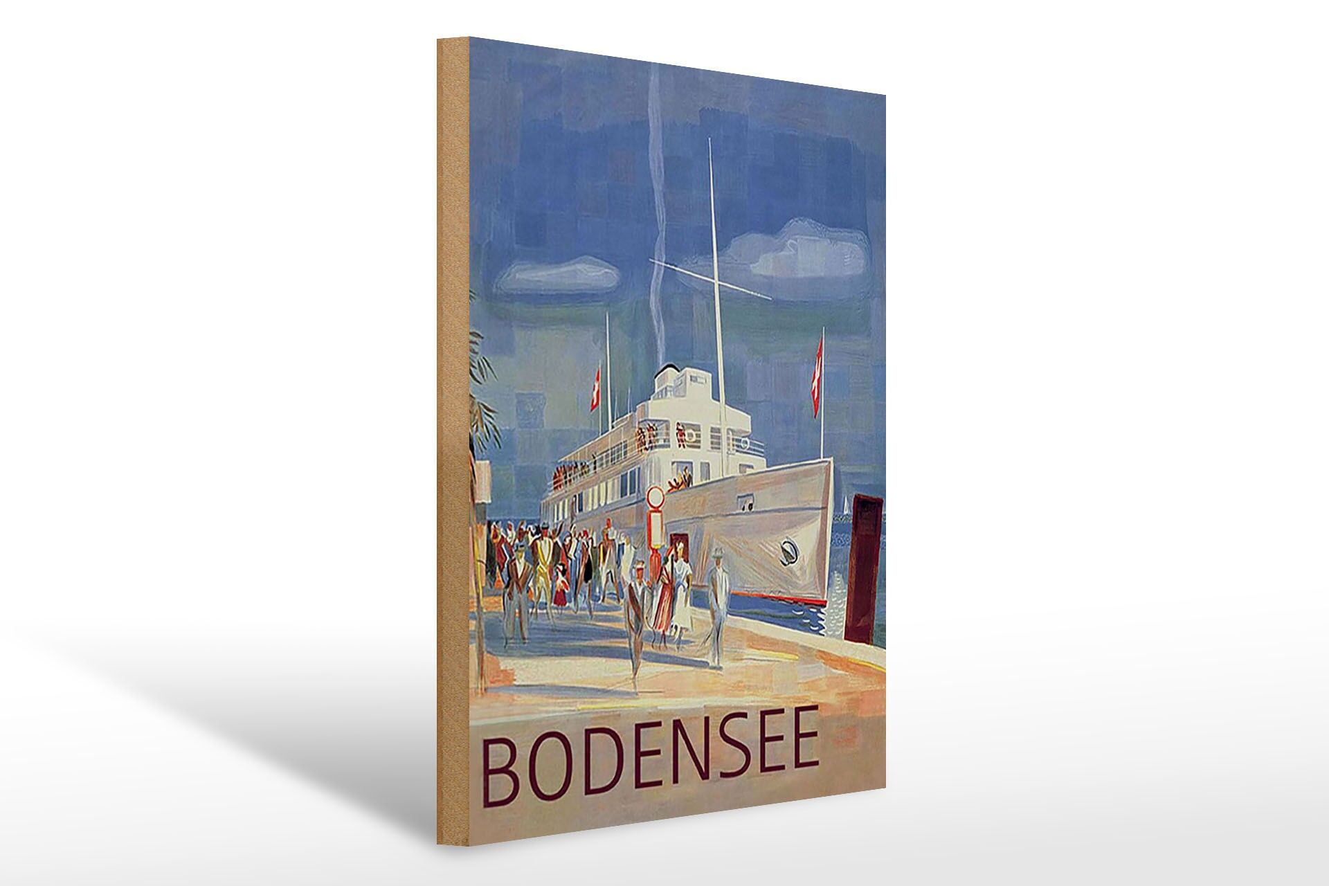 Holzschild Reise 30x40 cm Bodensee Deutschland Kreuzfahrtschiff Deko Schild