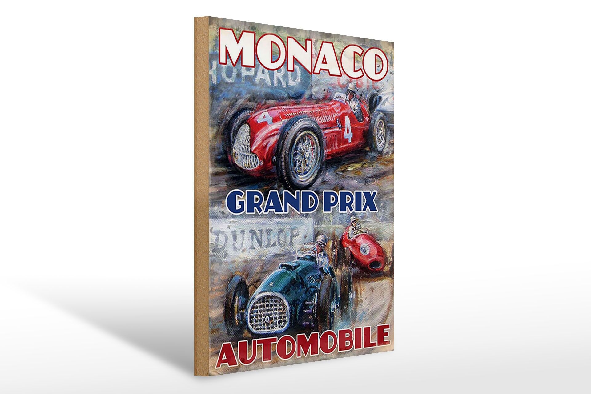 Holzschild Auto 30x40 cm Reisen Monaco Grand Prix Automobile Deko Schild