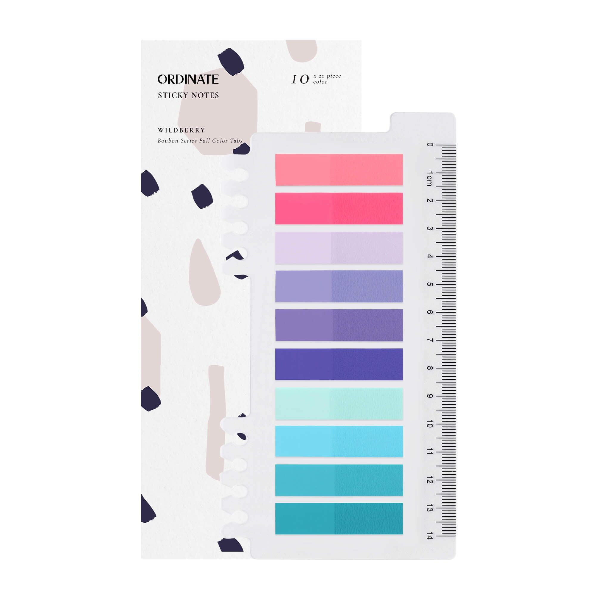 Wildberry | 200 tiras adhesivas Ordinate | Película para marcadores adhesivos | Pestañas adhesivas para escribir | Marcadores adhesivos de 10 colores | Pinzas adhesivas | Pestañas índice con banderas | Marcadores de página |