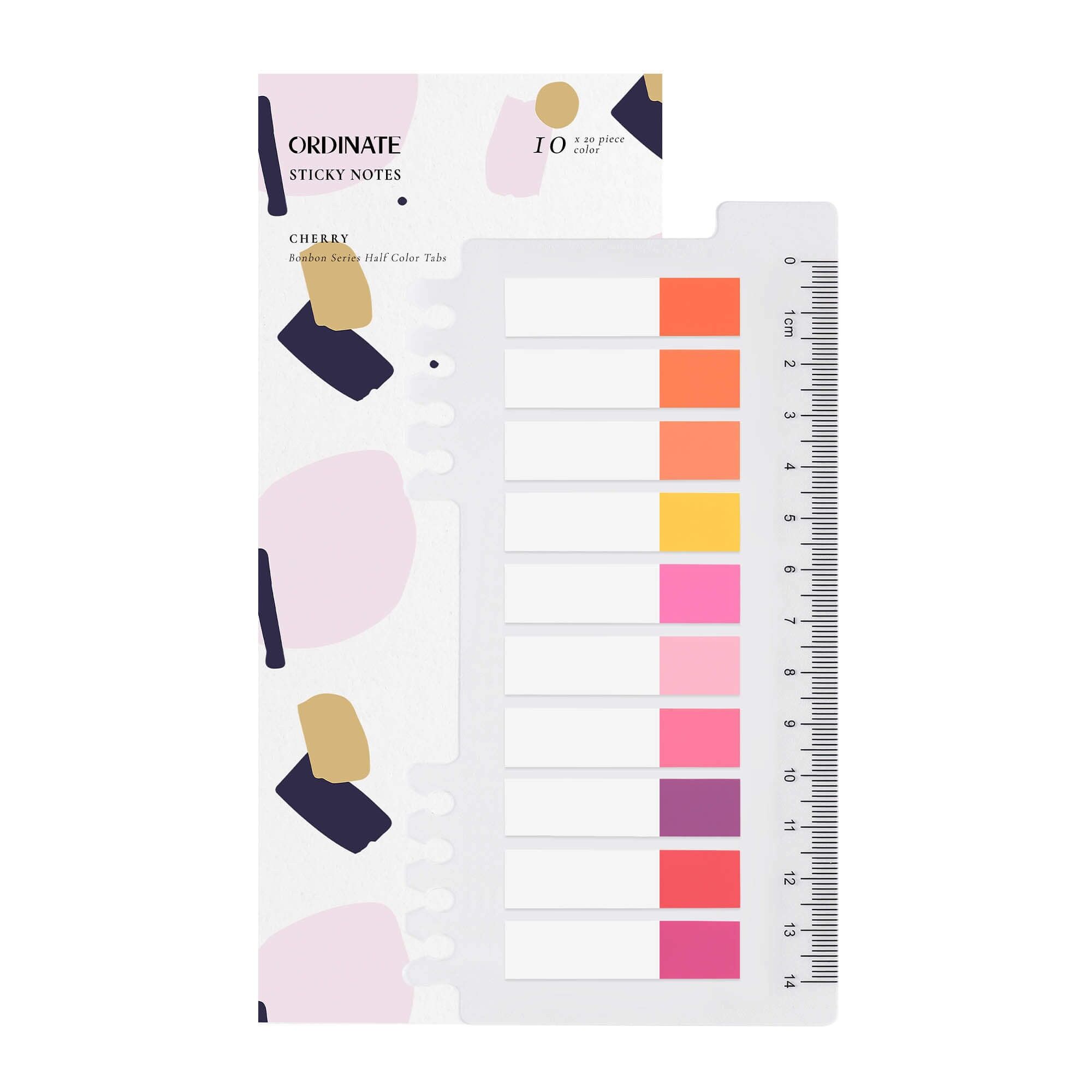 Cherry- Half | Ordinate 200 Stück Haftstreifen | Haftmarker Film | Beschreibbare Haftnotizen Tabs | 10 Farben Klebemarkierungen Kleine Fahnen | Klebezette l Flaggen Index Tabs | Page Marker für Seitenmarkierung |
