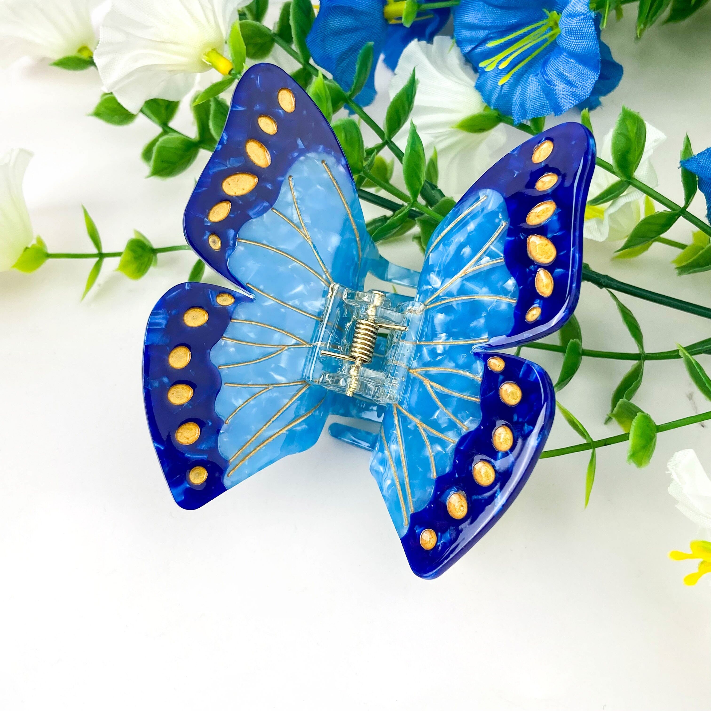 Haarspange mit blauem Monarchfalter