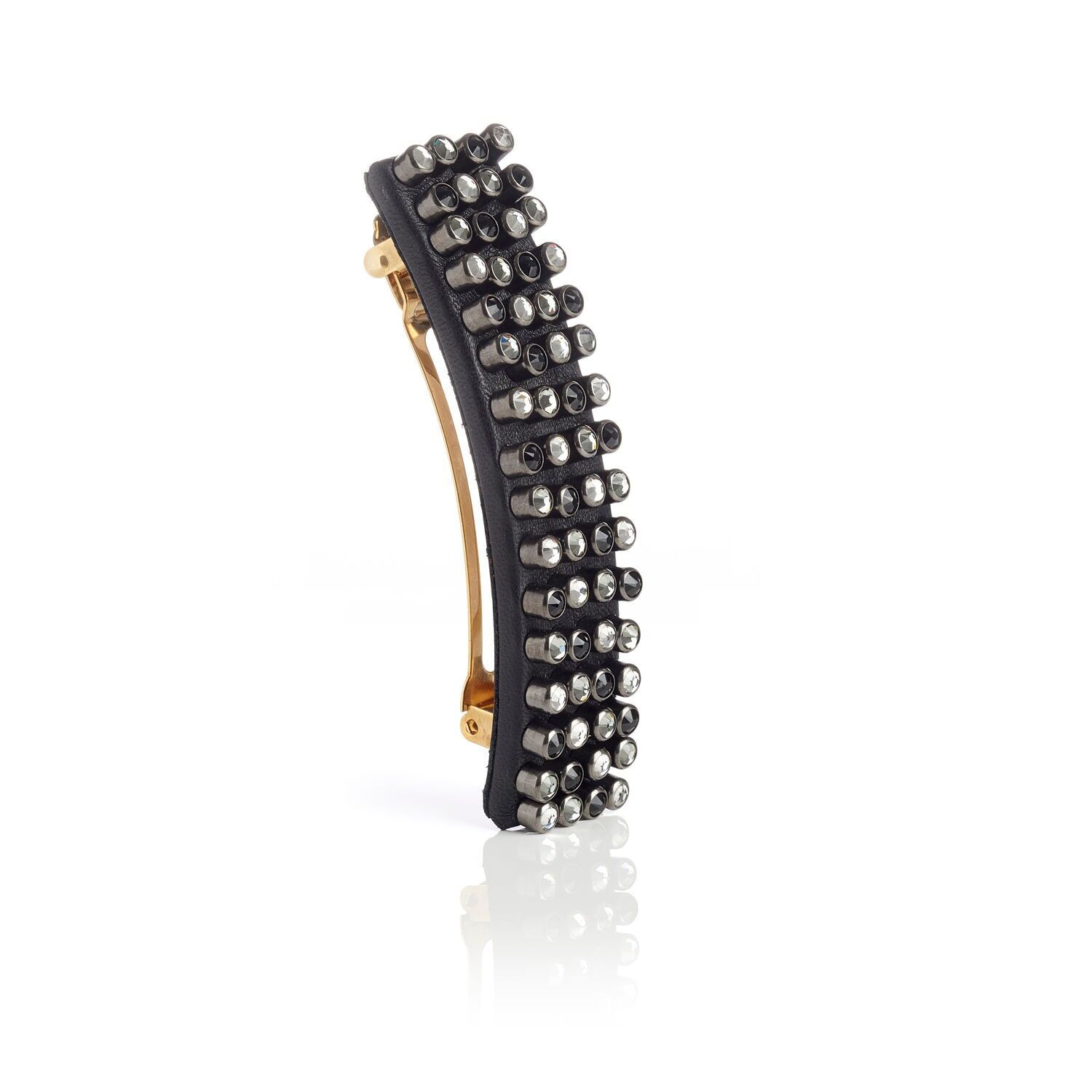 Fermaglio per capelli in pelle e cristalli Swarovski® 3DSTUDS L