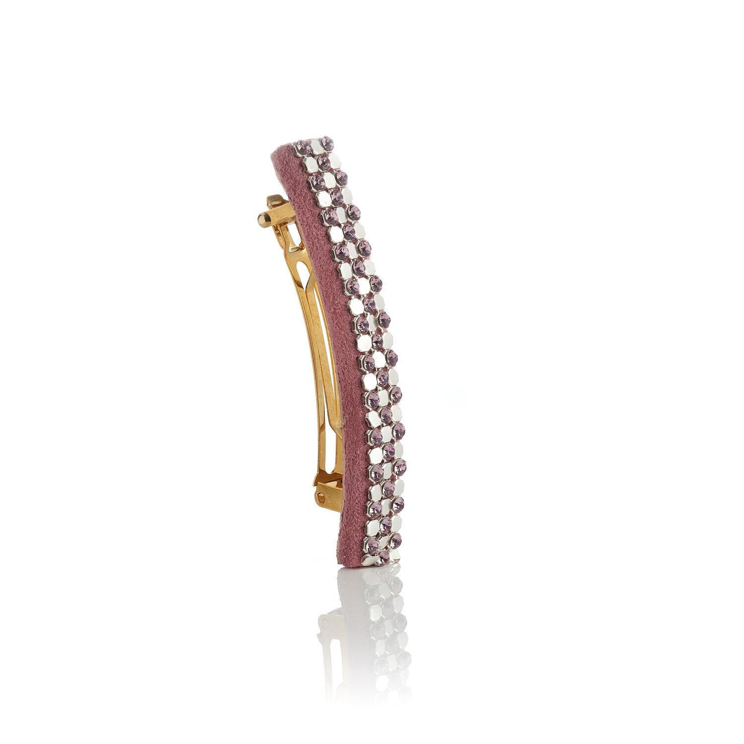 Piccola molletta per capelli in pelle e cristalli Swarovski® BLING