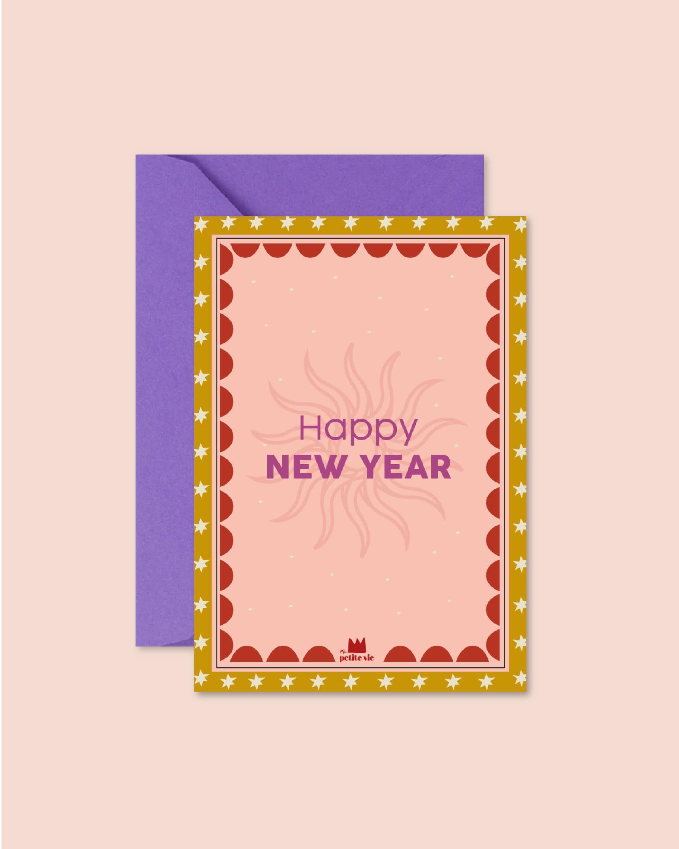 New Year greeting card: Purple (with envelope)