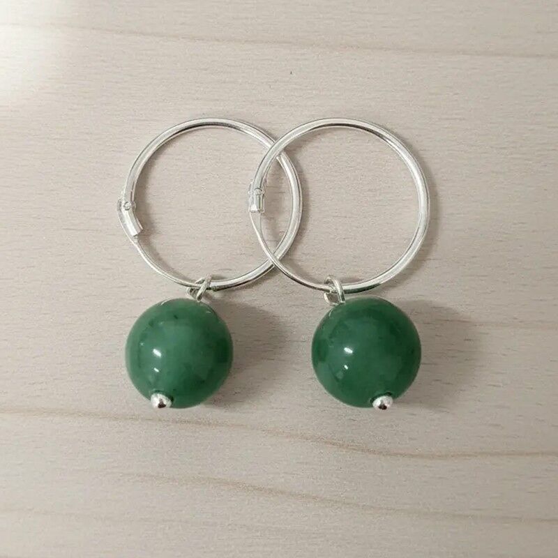 Aventurin – Silberne Creolen mit 8 mm Stein