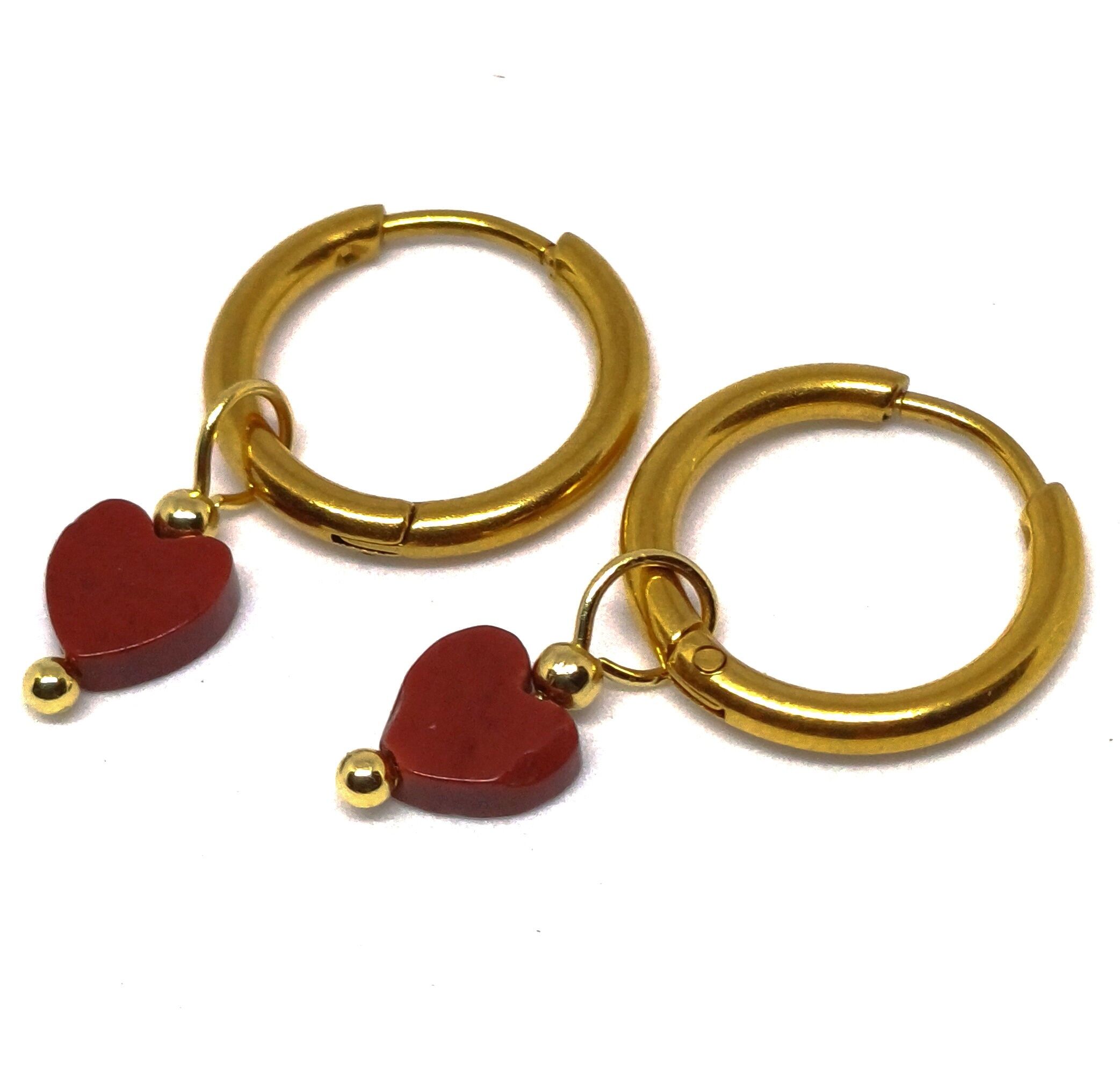 Creole with mini heart Mookaite Gemstone