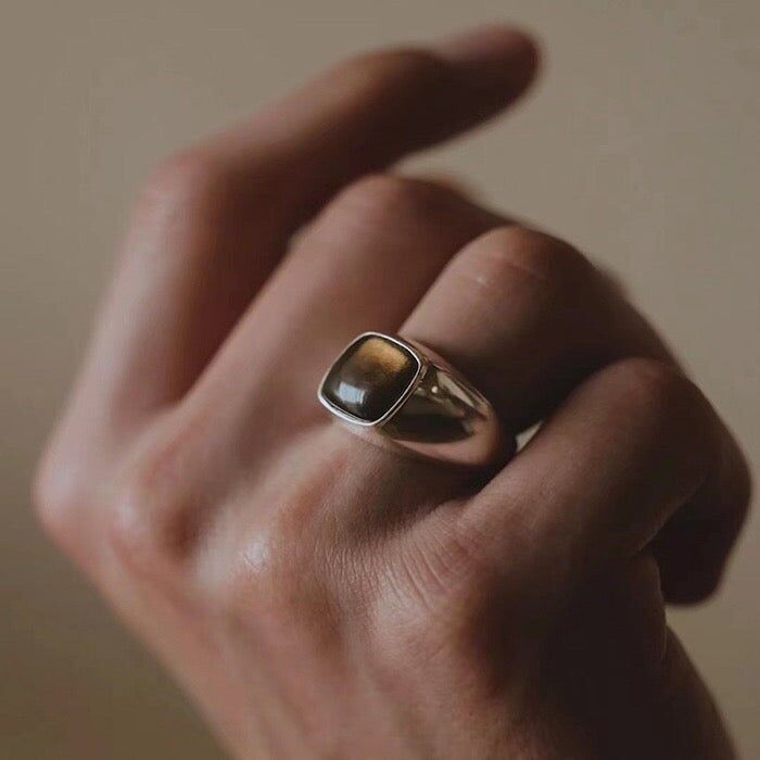 Cinturino Bold con quarzo fumé quadrato regolabile