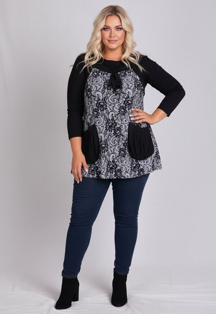 Conjunto de top y camiseta interior estampados en blanco (A256)