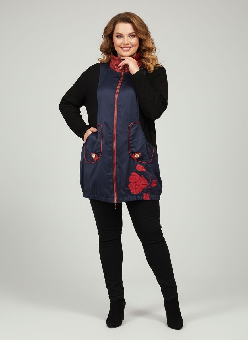 Túnica bicolor con cuello alto azul (A619)