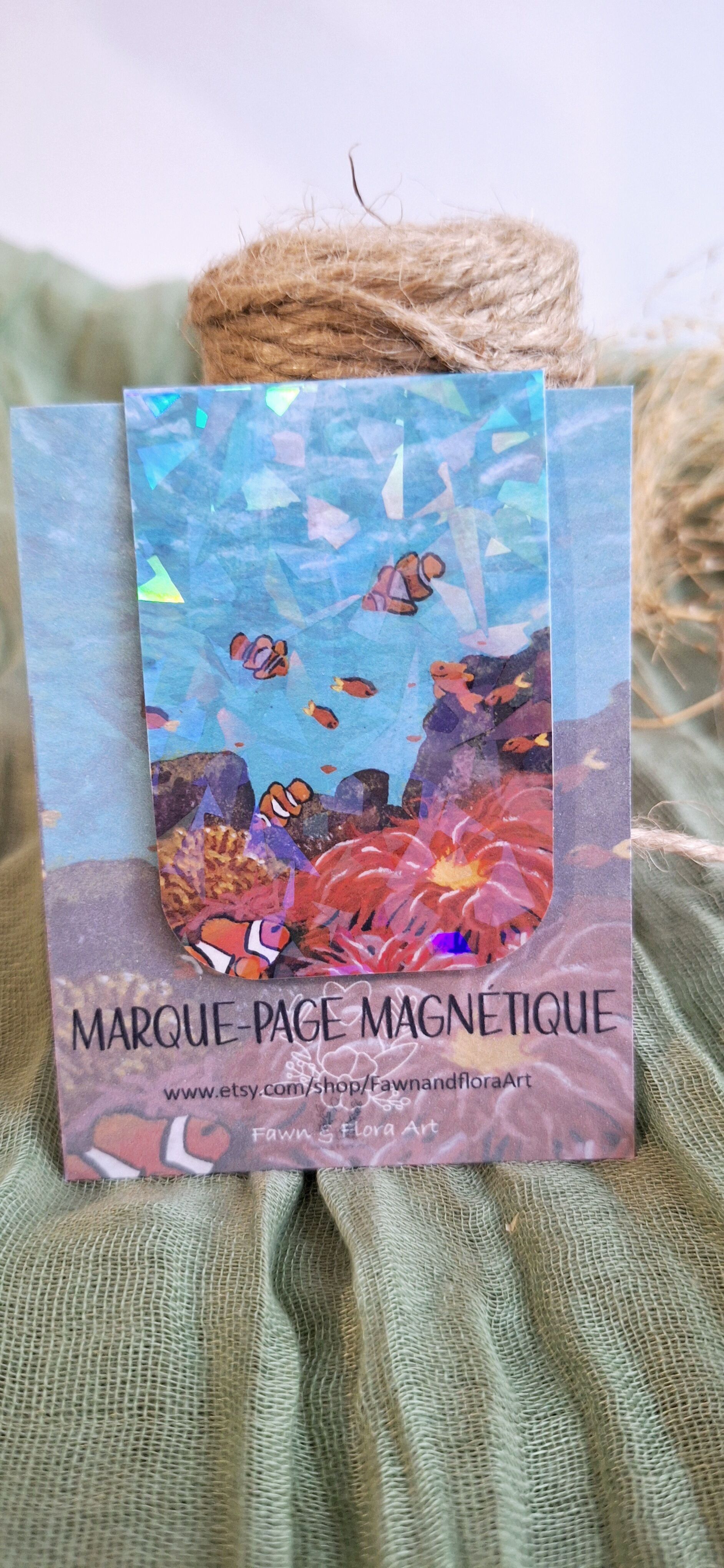 Marque-page poissons tropicaux et coraux – illustration gouache nature - impression d'une peinture originale