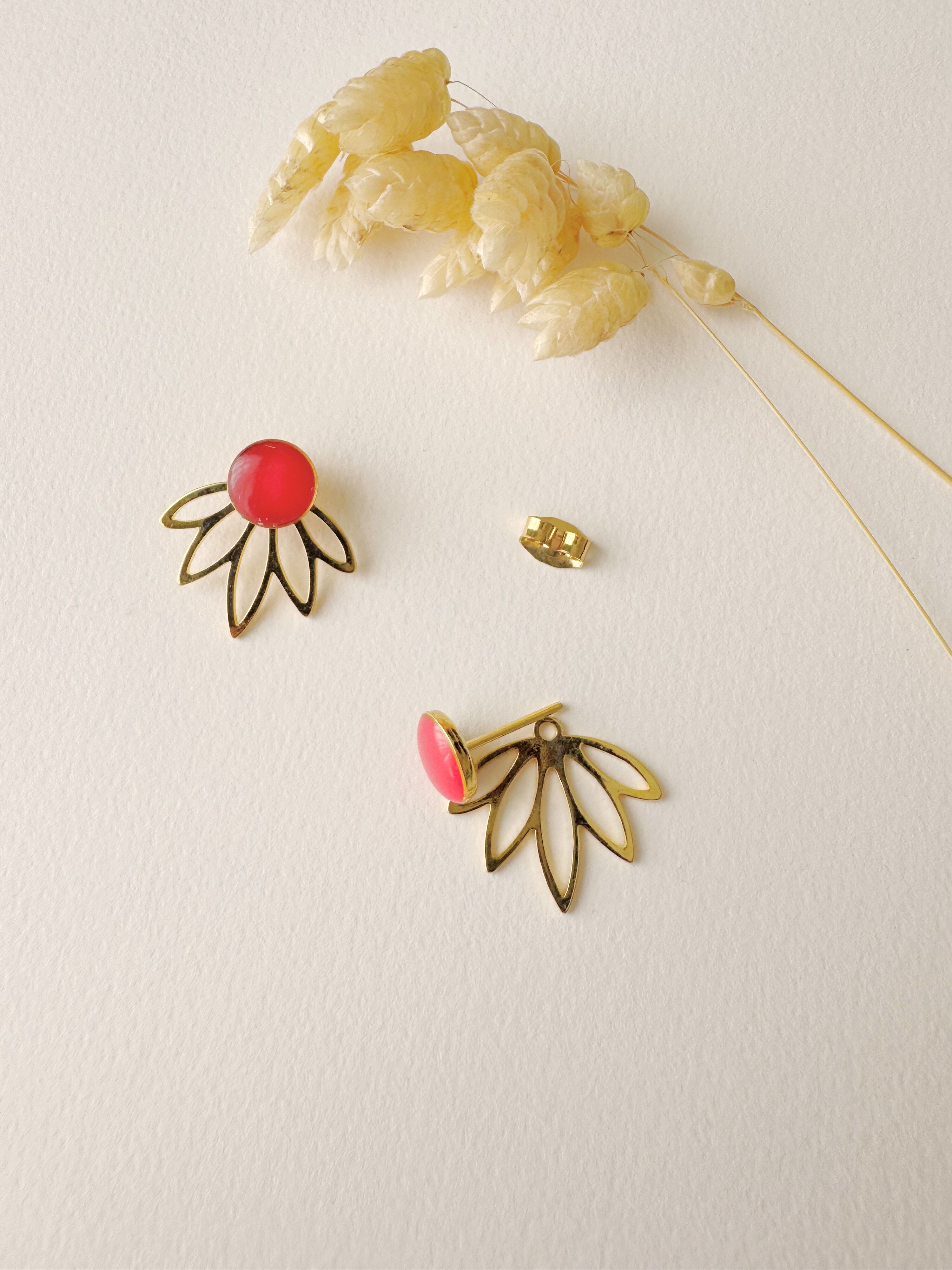 Original and modular 3-in-1 petal earrings, LOTUS model