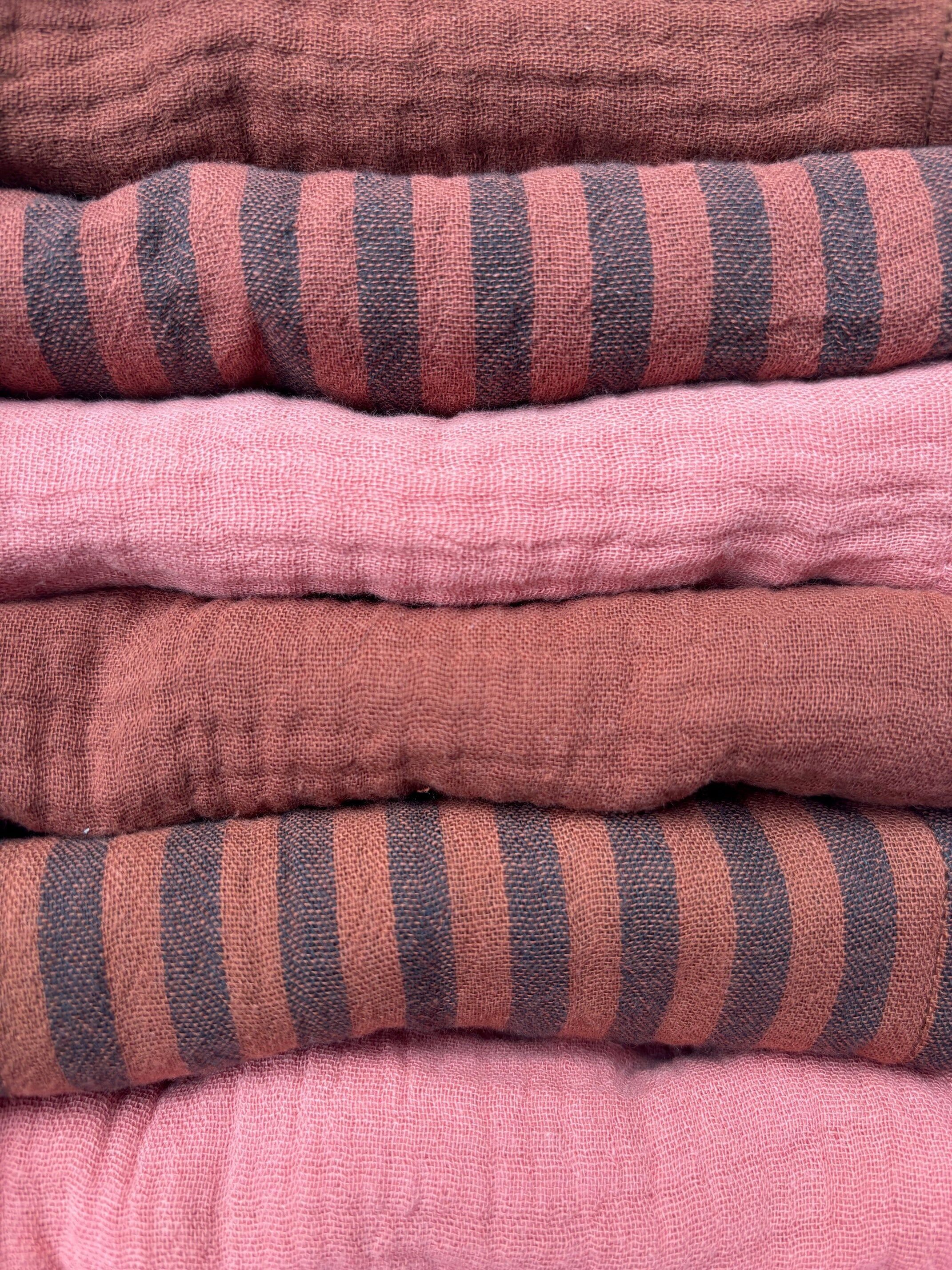 Set of 6 Cocktail Napkins - Toffee Pink - Cotton Gauze - 23x23cm