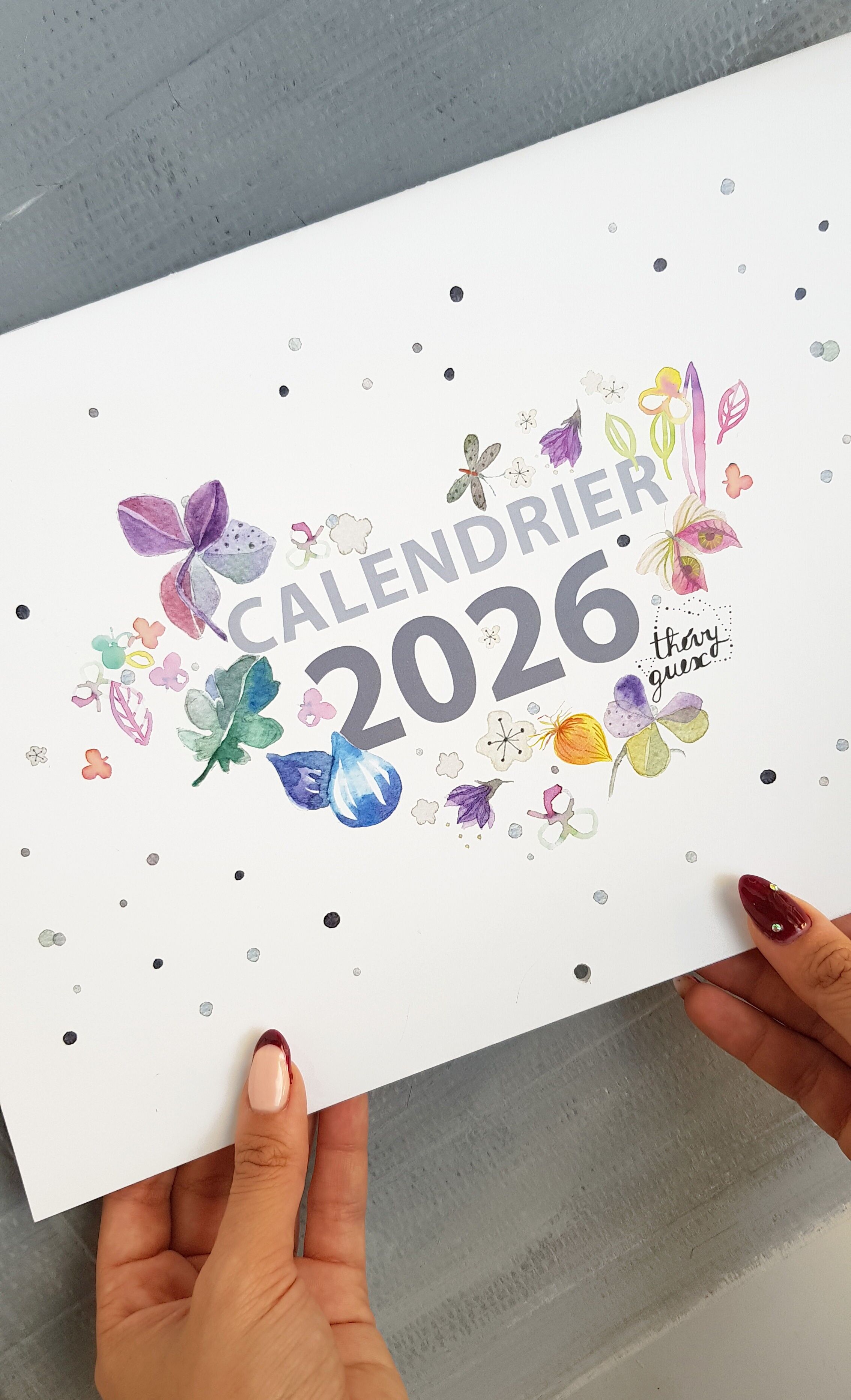 Wandkalender 2026, Aquarellillustration, A3-Format