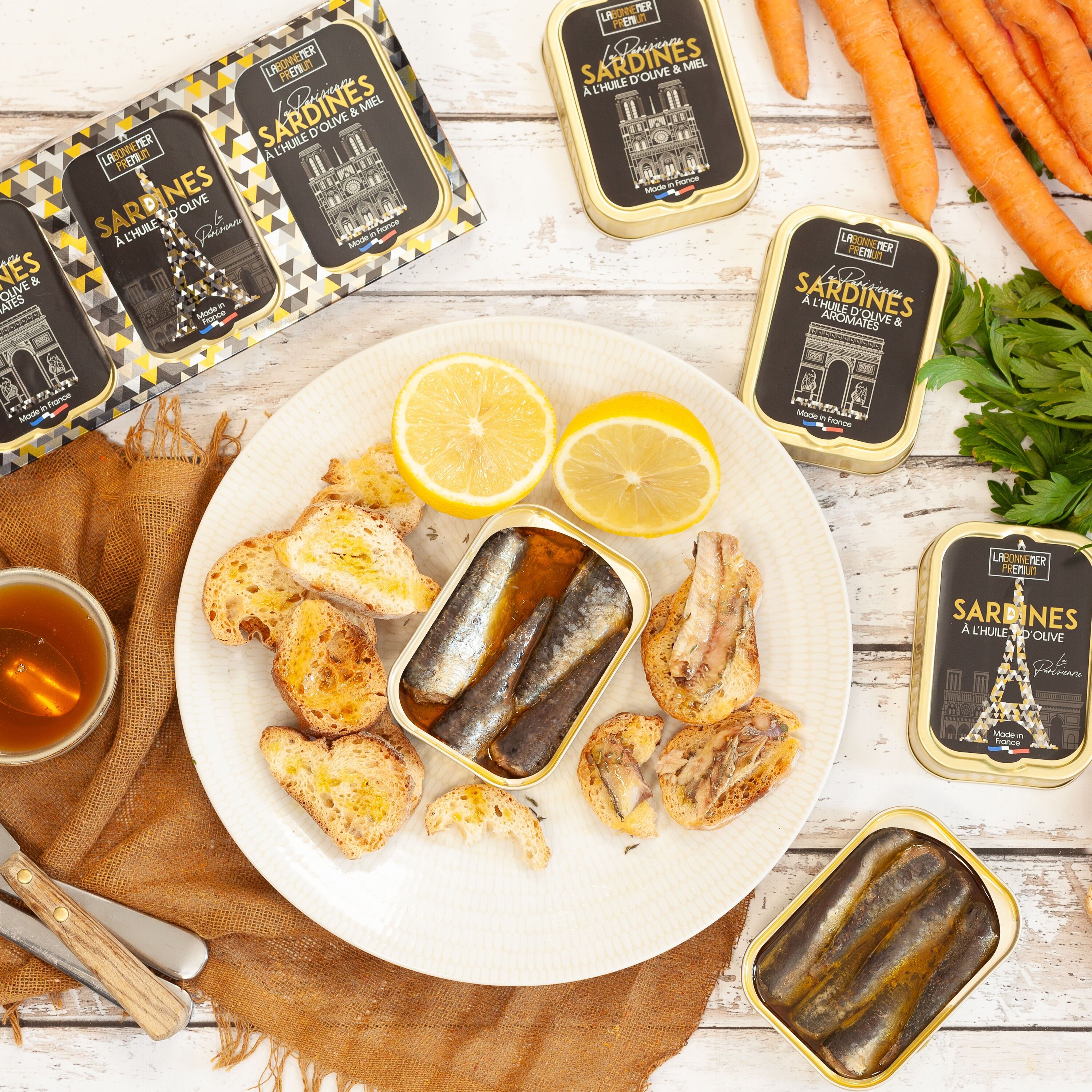 COFFRET 3 BOITES SARDINES "LA PARISIENNE"