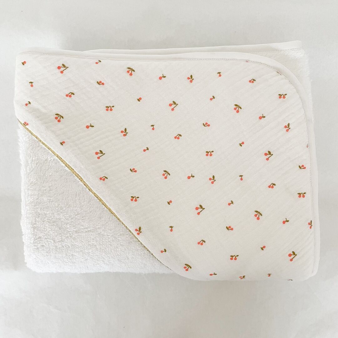 Cape de bain coton Cerises