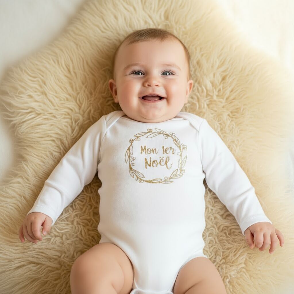 ✨ Body per neonati "Il mio primo Natale" Glitter oro