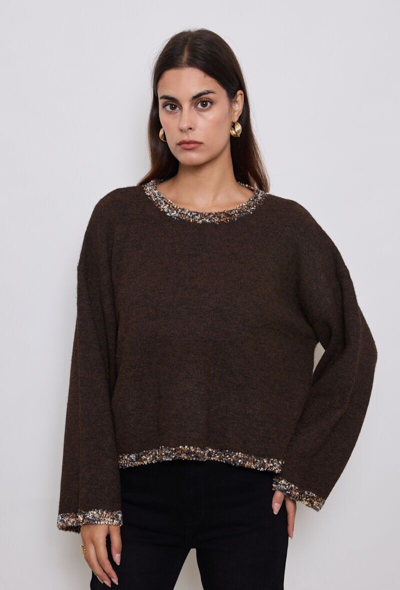 maglione a maniche svasate