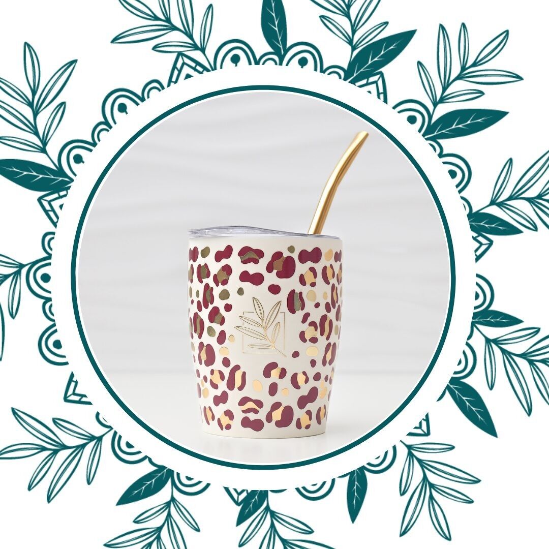 Calebasse isotherme Léopard format voyage 25 cl et sa bombilla