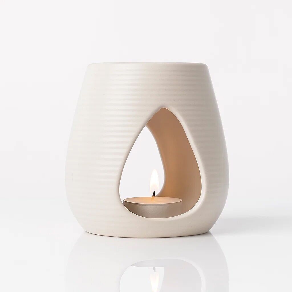 Bruciatore di fragranze Bruciatore di cera di lusso bianco rigato 11 CM