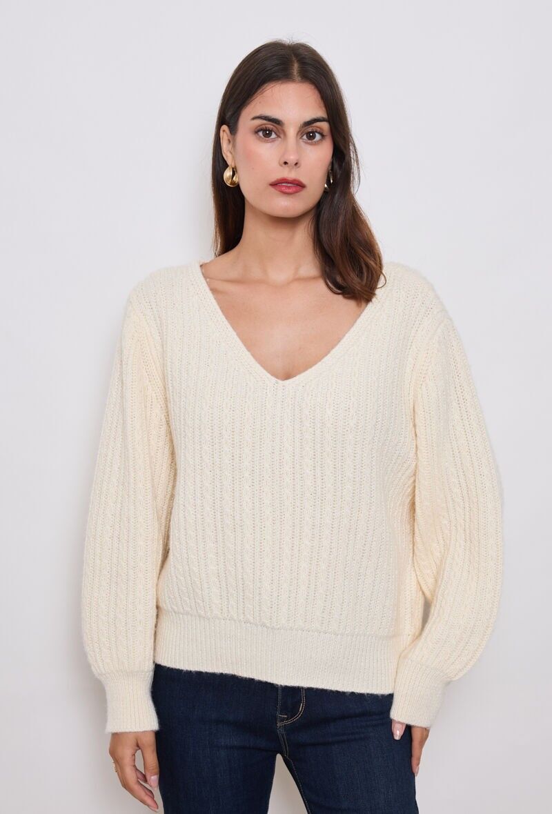 Maglione con scollo a V e schiena scoperta