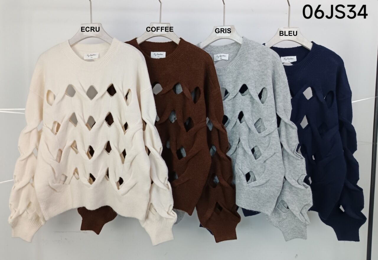 Pull ajouré et tressé