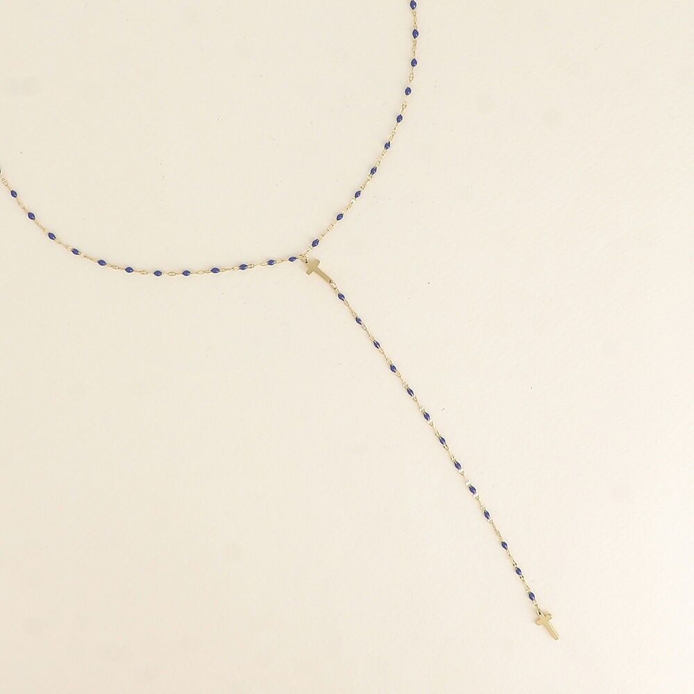Y-förmige Halskette – emaillierte Kette und religiöses Kreuz