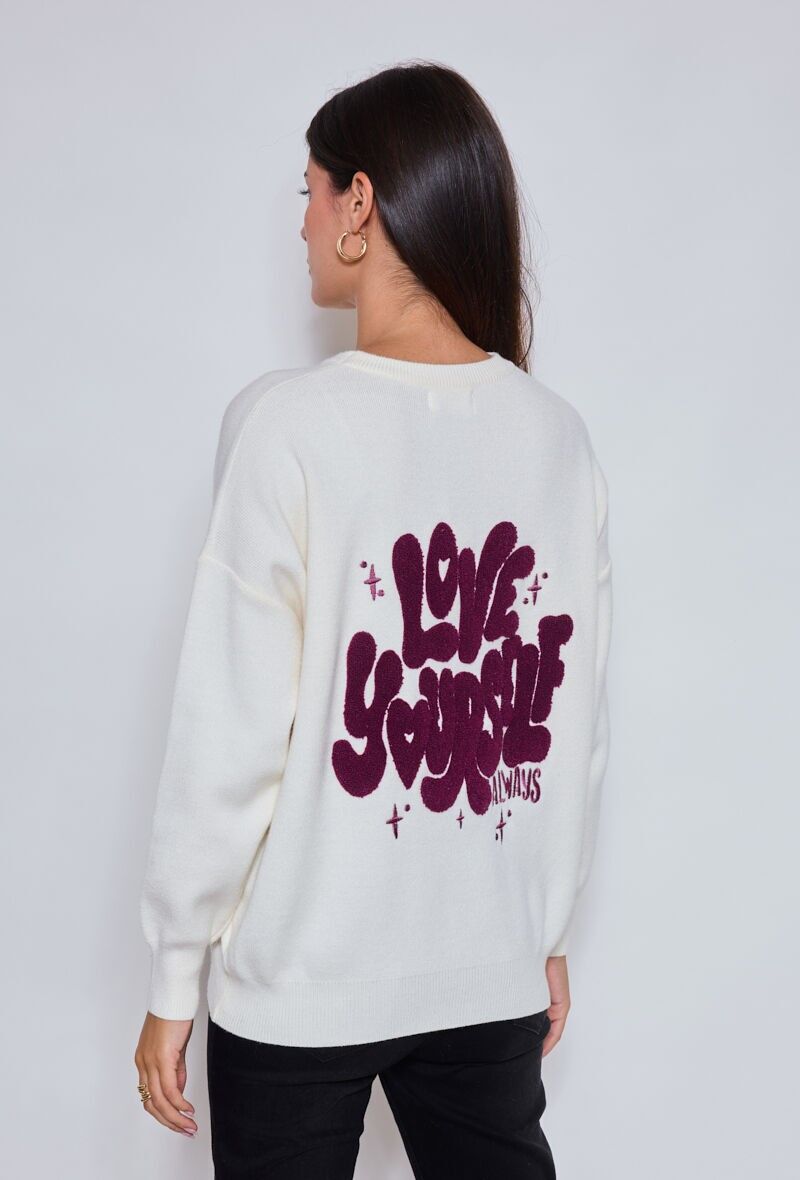 Felpa con toppe ricamate LOVE YOURSELF