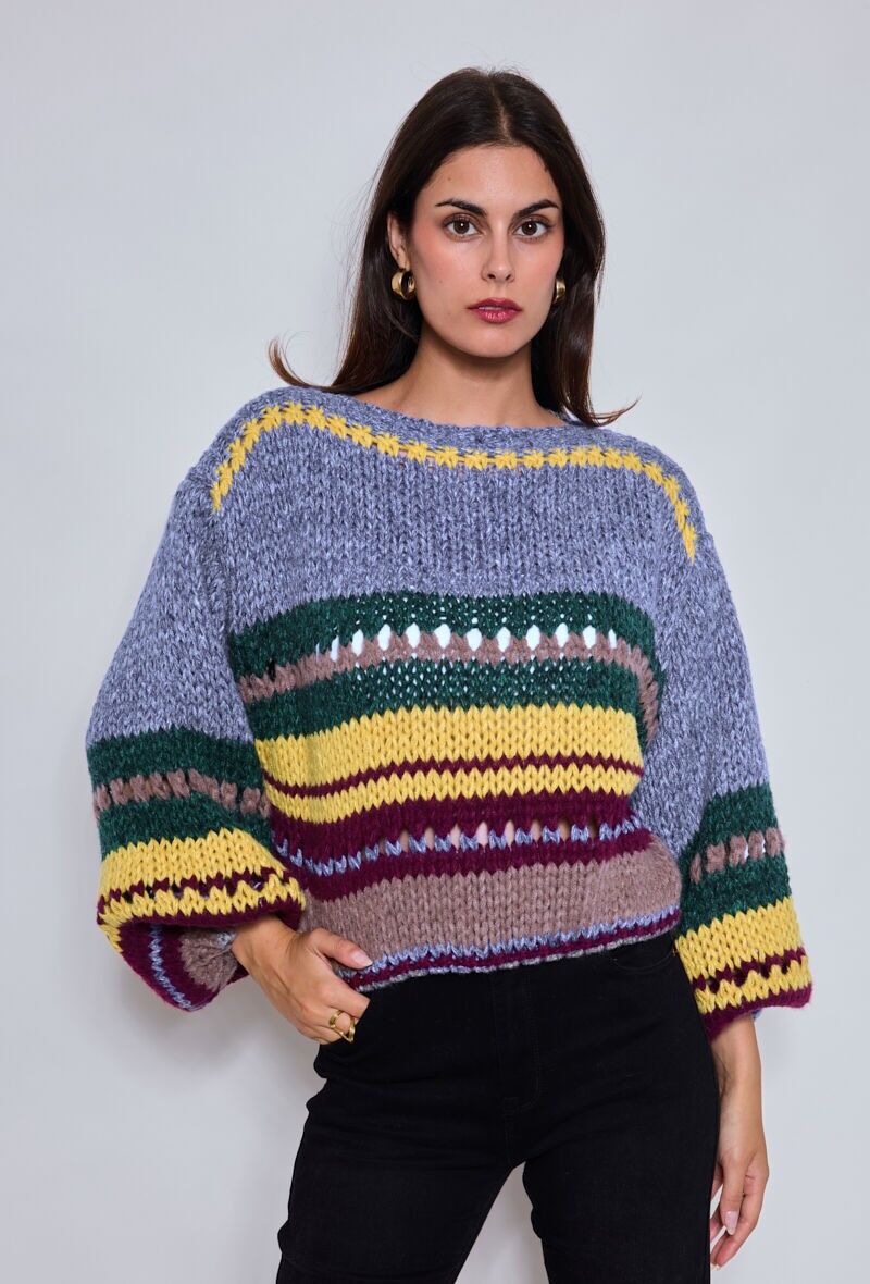 Maglione lavorato a maglia multicolore