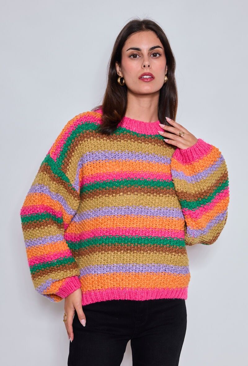 Maglione girocollo in maglia multicolore