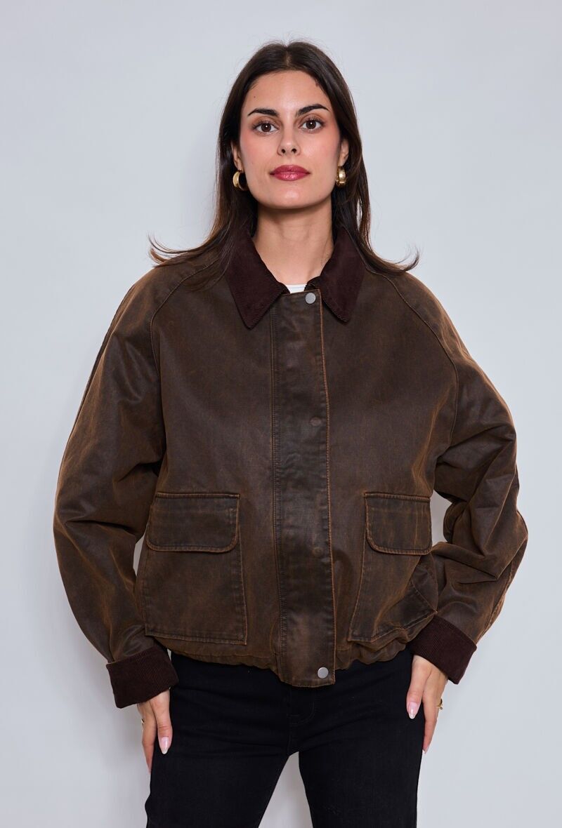 Veste field jacket avec col en velours côtelé