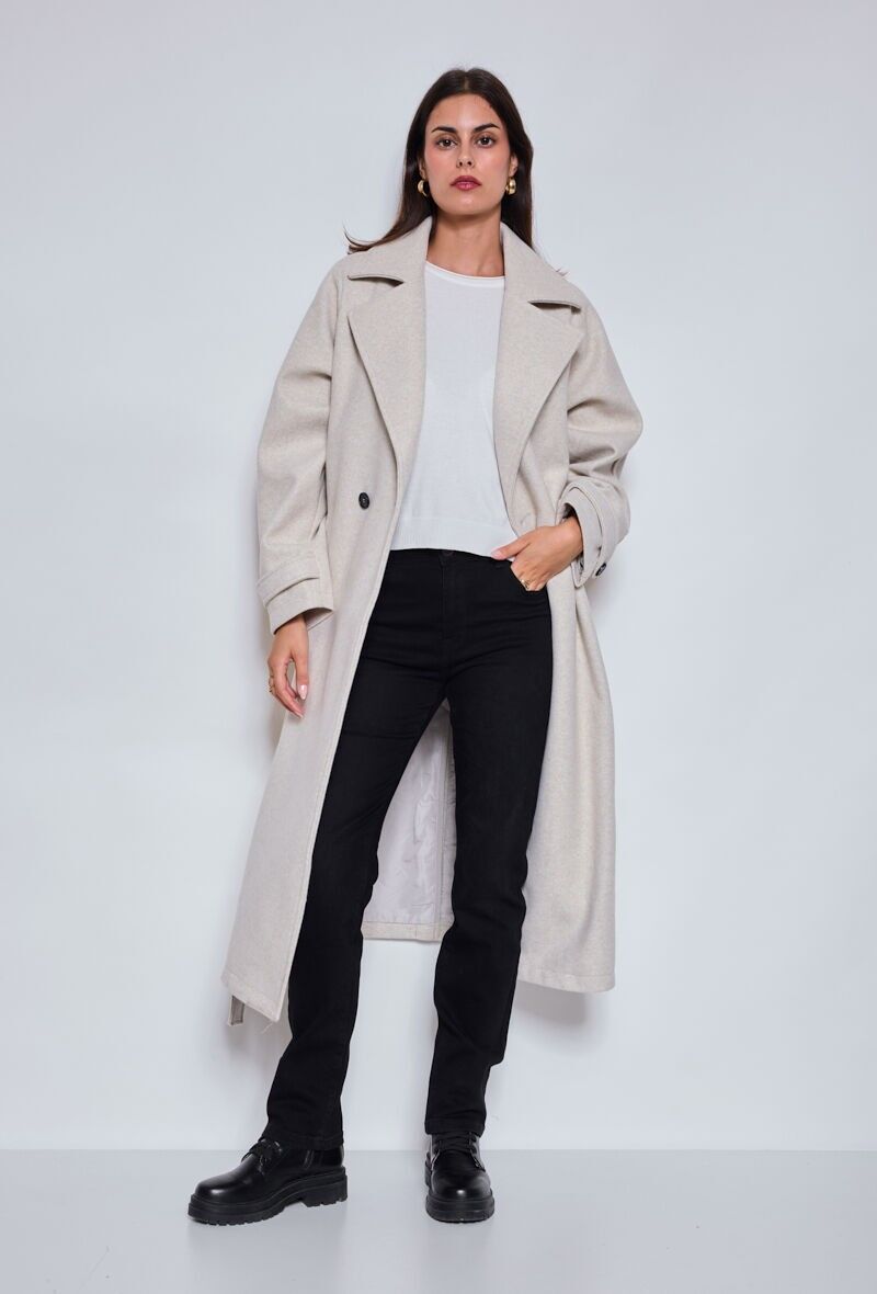 Cappotto lungo doppiopetto in lana