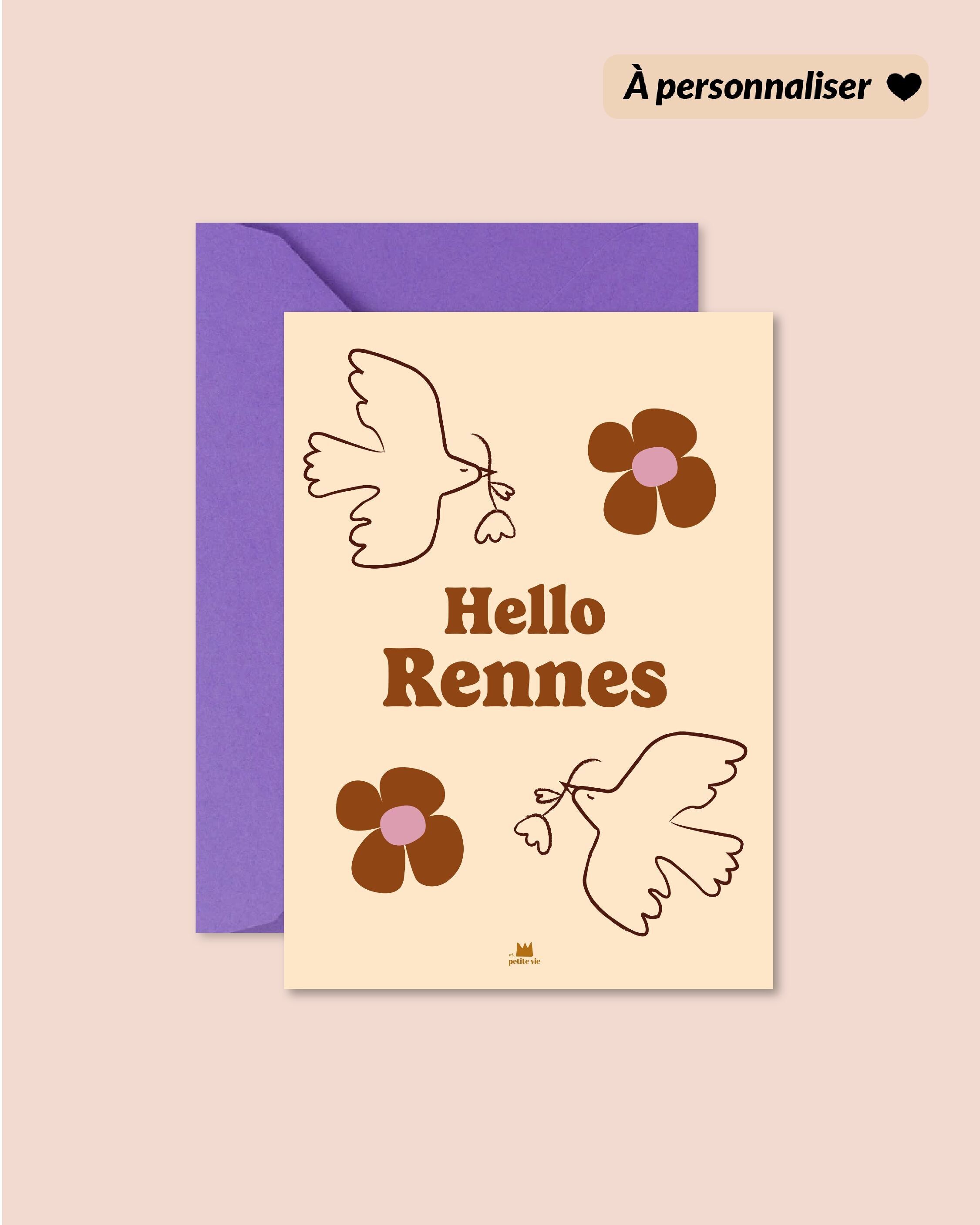 Personalisierte Karte: Hallo „Stadt“-Vogel (mit Umschlag)