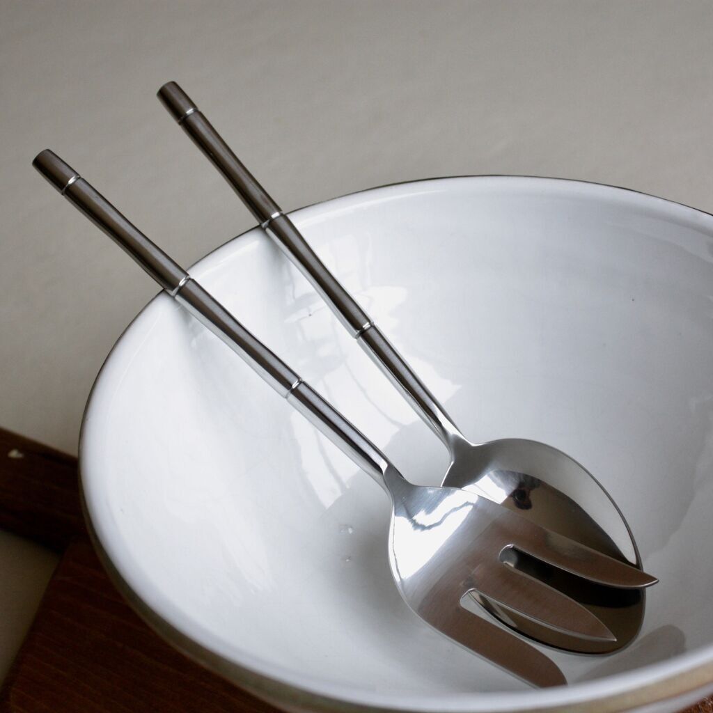 Cucharas para ensalada - Acero inoxidable - Bambú