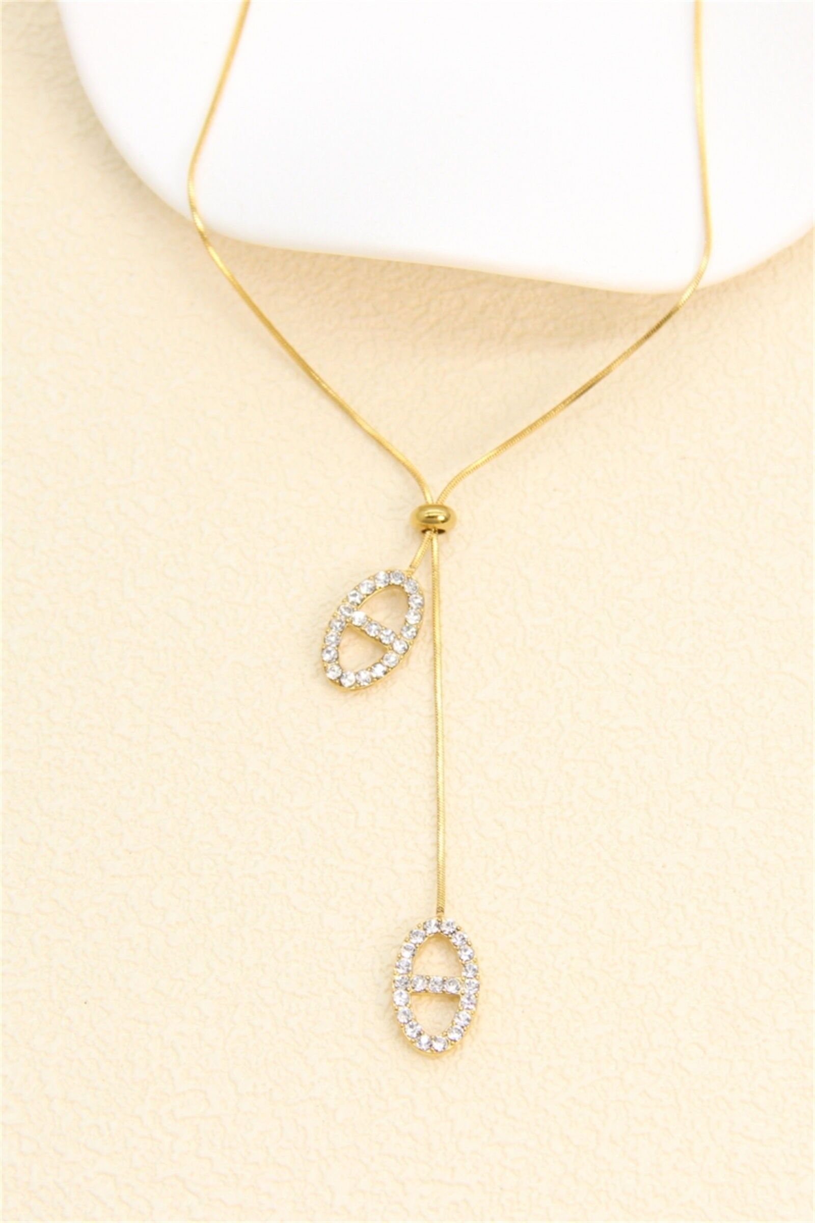 Halskette mit Strass-Schnalle aus Edelstahl – verstellbar