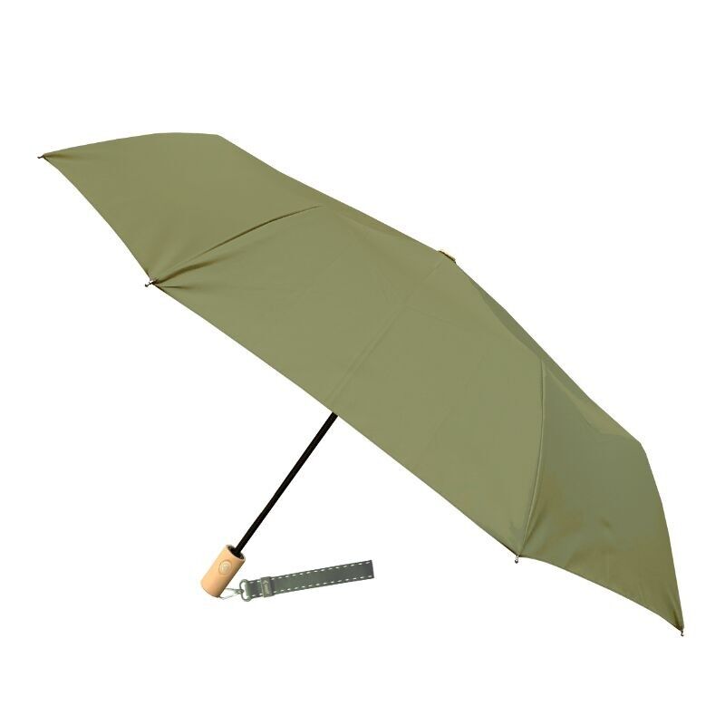 Parapluie compact automatique kaki avec dragnonne
