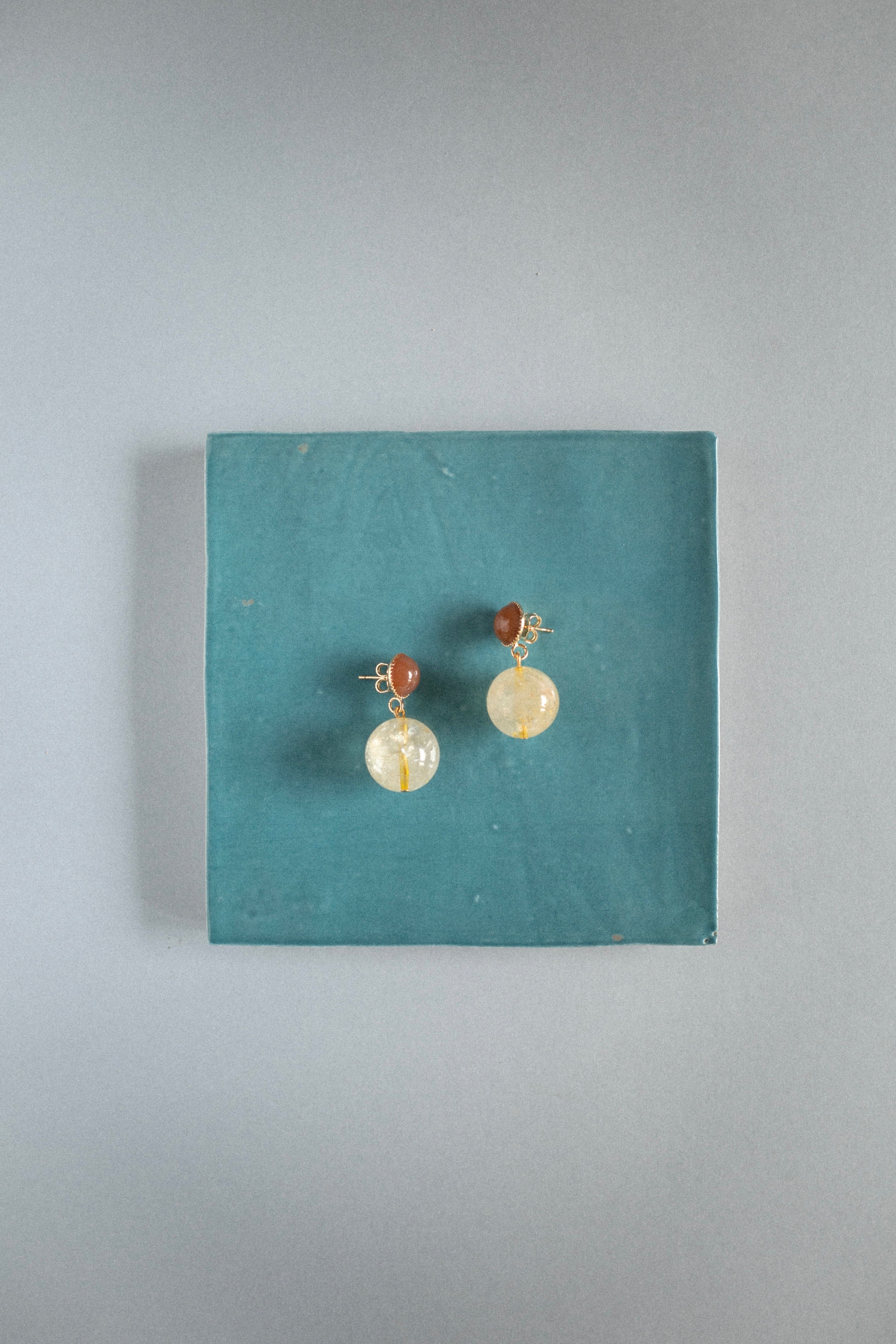 Helios Earrings | Yellow Citrine Ball Stud Earrings