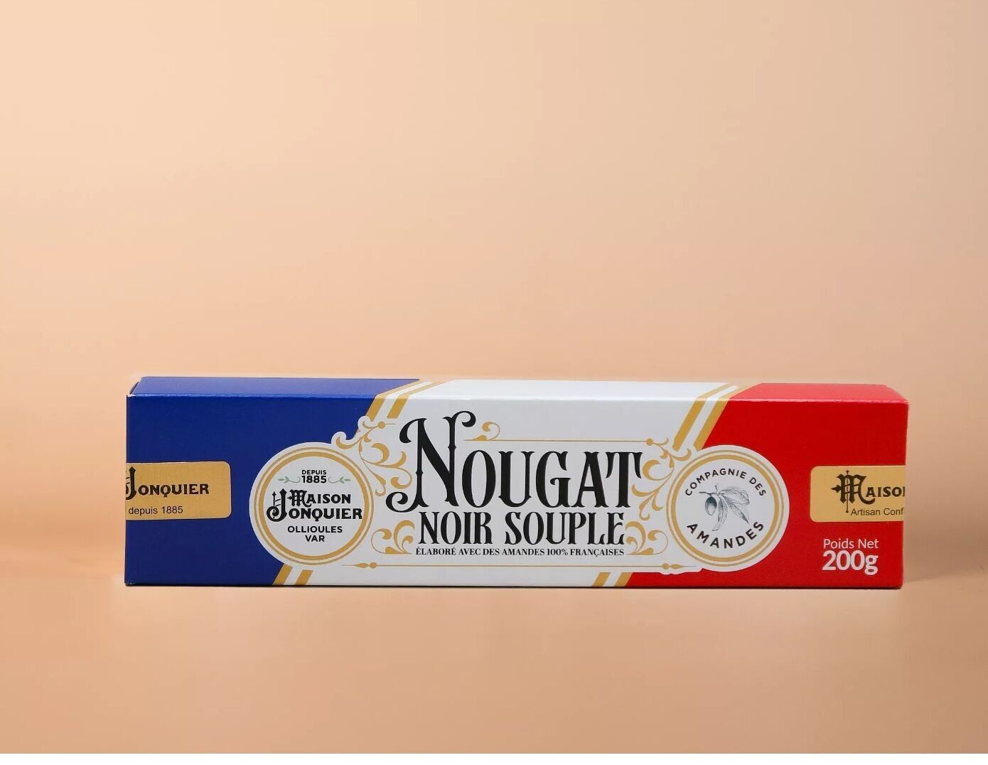 Turrón duro negro 200 g de almendras de Francia