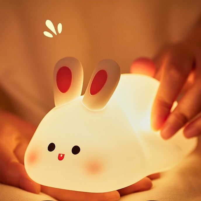 Cute Rabbit Night Lamp – Soft Silicone Rechargeable Baby Light